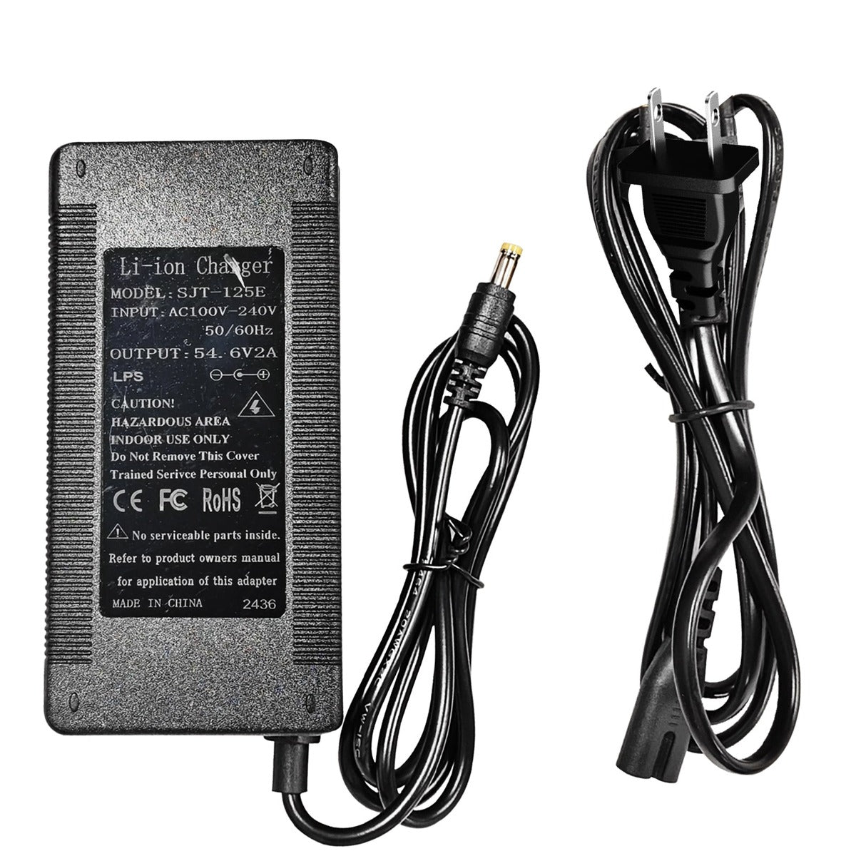 E-Scooter Battery Charger, 54.6V 2A, 3-Pin
