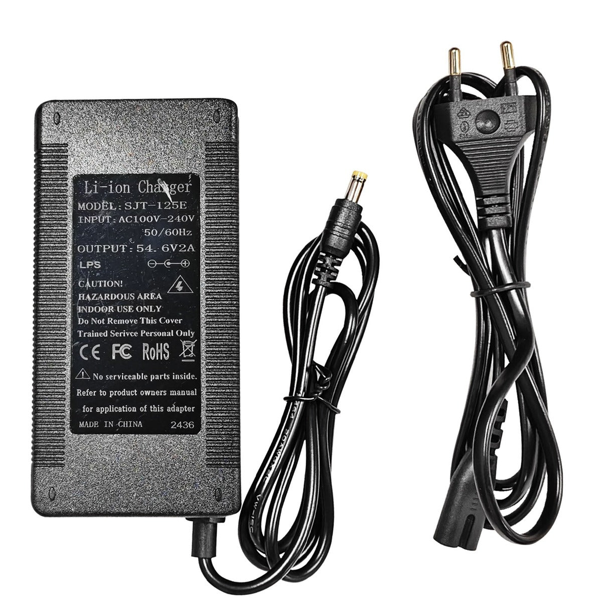 E-Scooter Battery Charger, 54.6V 2A, 3-Pin